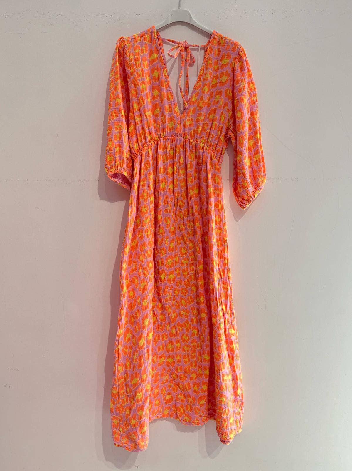 Kleid aus Baumwollgaze Musselin GROSSER LEOPARD