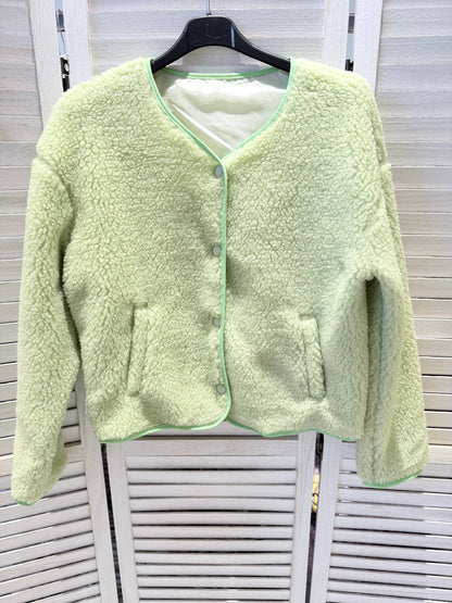 Plüschjacke Teddyjacke mit Schriftzug