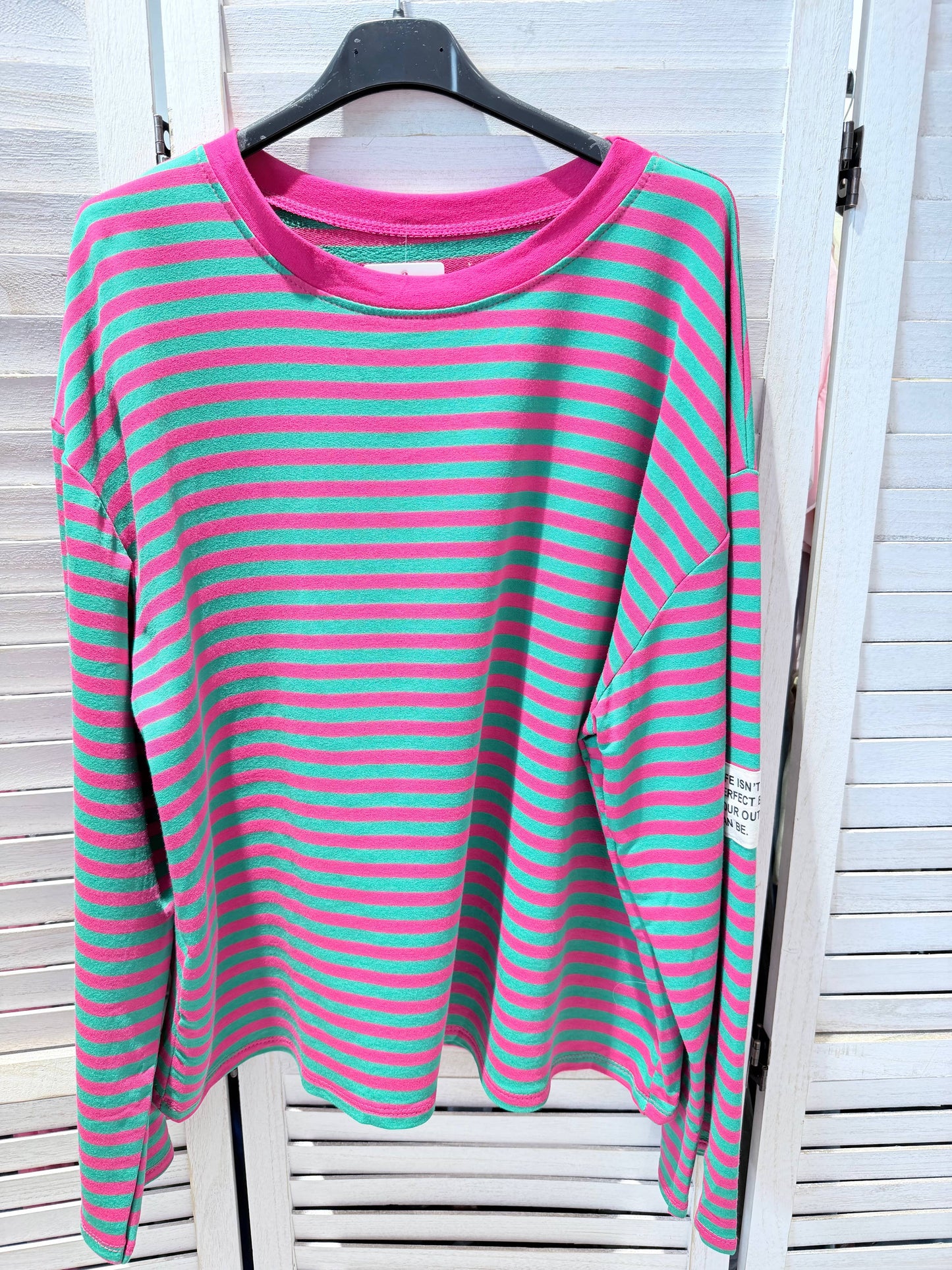 Gestreiftes T-Shirt Langarm mit Rundhalsausschnitt