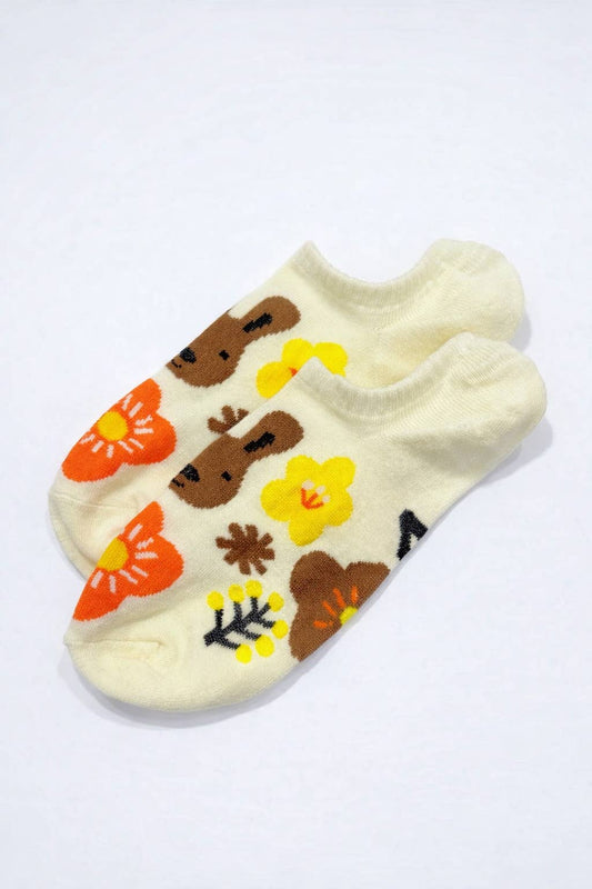 Kurze Socken mit Muster Hase gelb