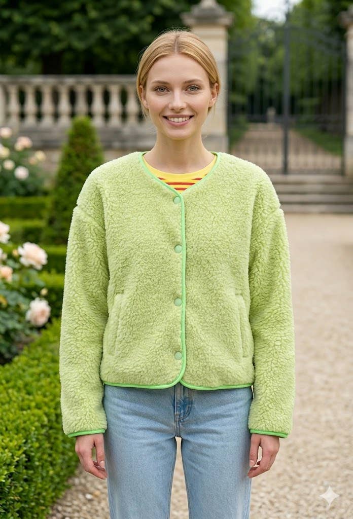 Plüschjacke Teddyjacke mit Schriftzug