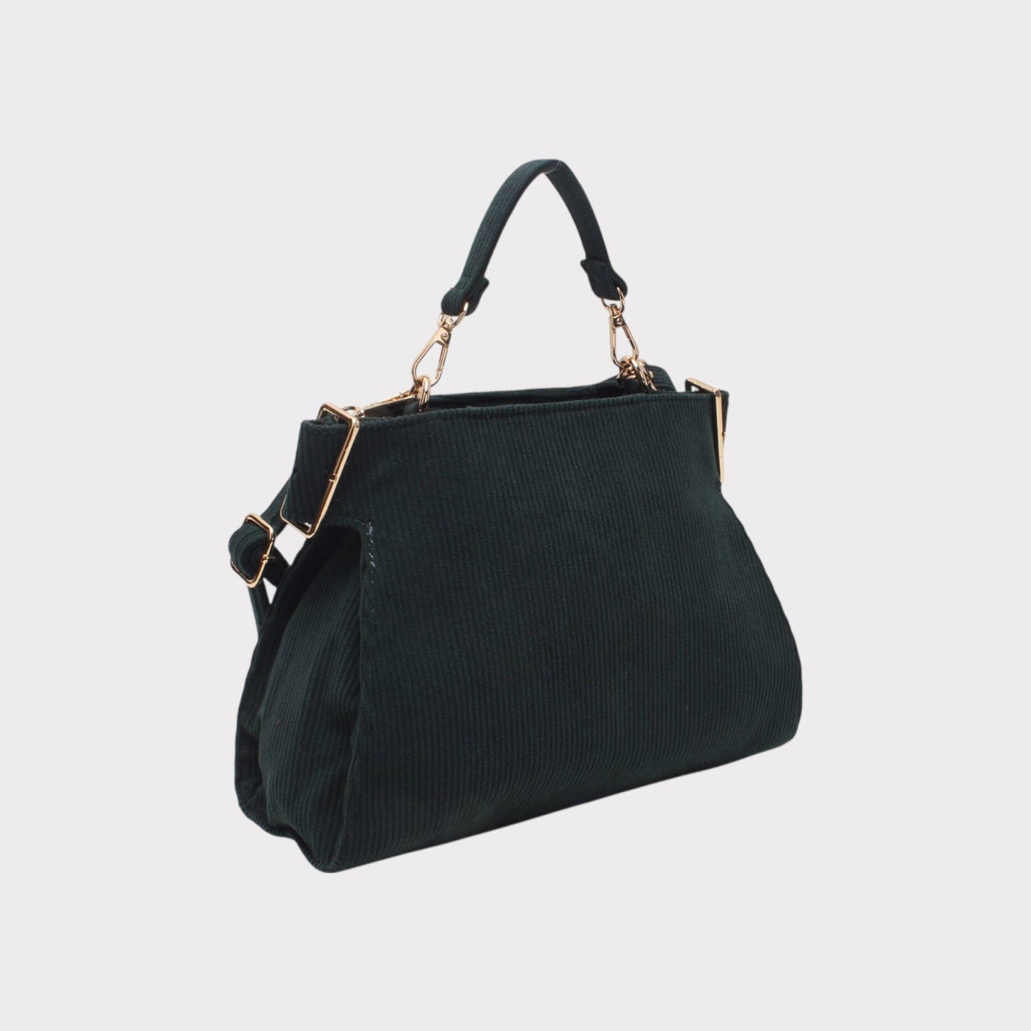 Schultertasche mit Griff, Reißverschluss und gerippter Optik