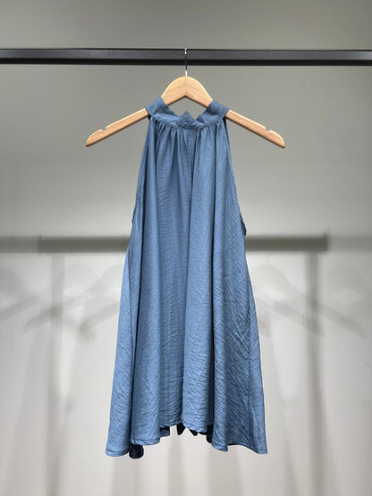 Weites Halter-Top, ärmellos, rückenfrei, mit Bindung, ausgestellter Schnitt