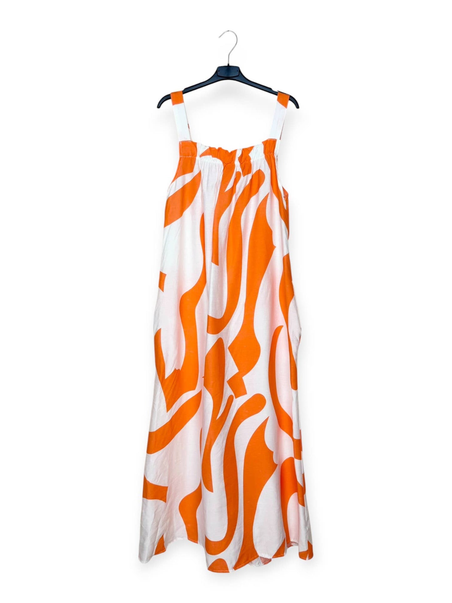 Langes Kleid mit abstrakten Mustern