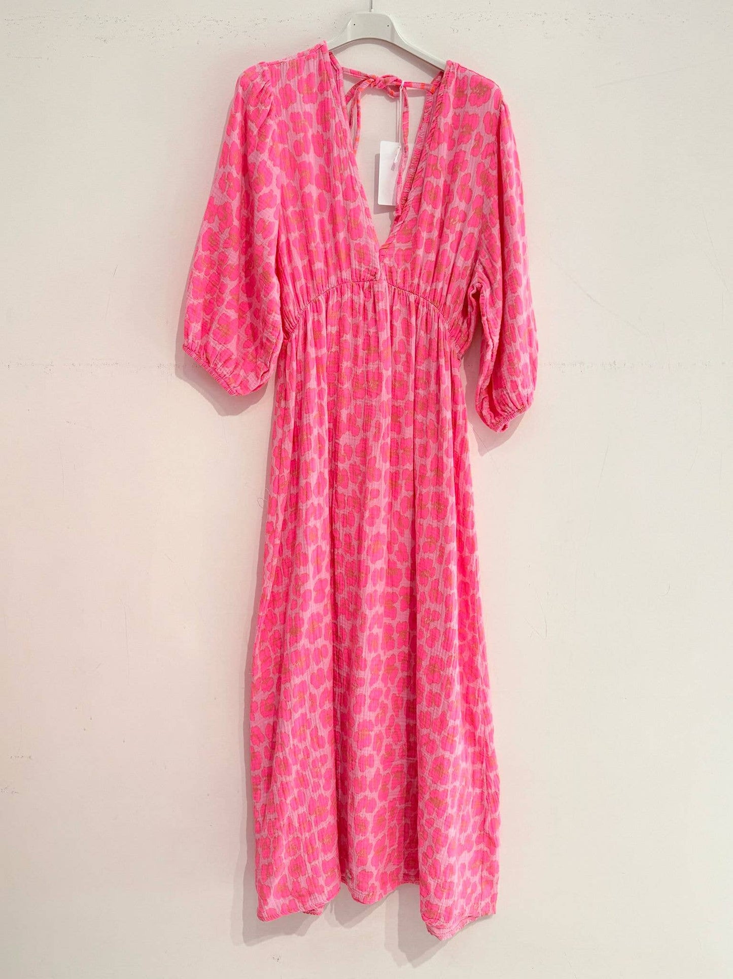 Kleid aus Baumwollgaze Musselin GROSSER LEOPARD