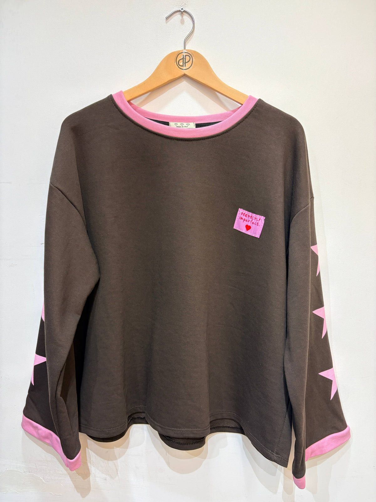 Oversize-Sweatshirt, Rundhalsausschnitt, Sterne, Baumwolle, zweifarbig