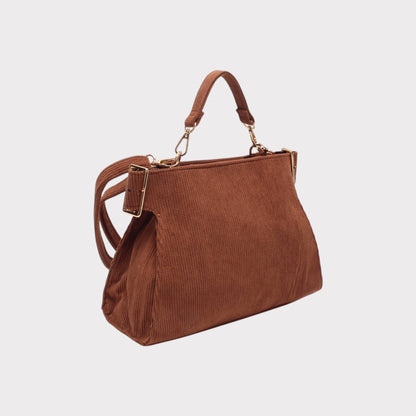 Schultertasche mit Griff, Reißverschluss und gerippter Optik