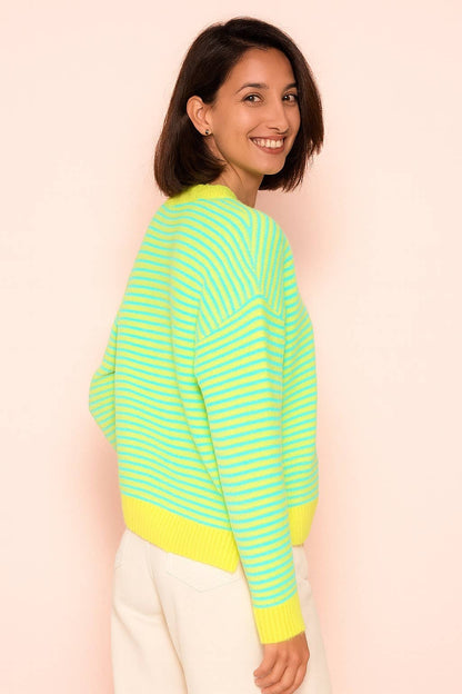 Gestreifter Oversize-Pullover in Farbe – Komfort  GRÜN-GELB