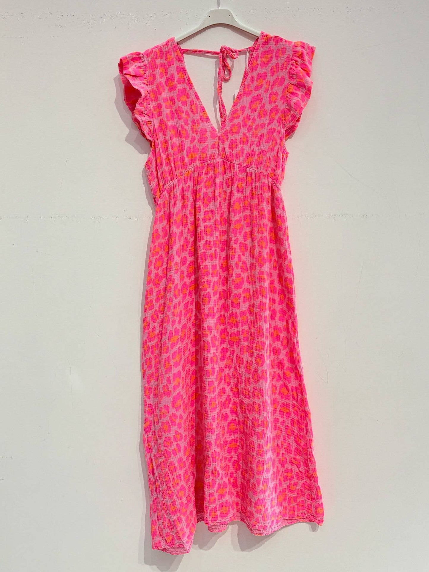 Langes Kleid aus Baumwollgaze Musselin LEOPARD