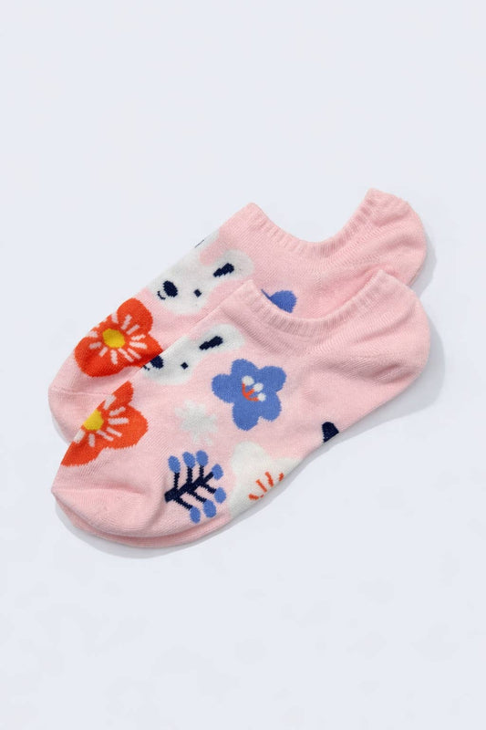 Kurze Socken mit Muster Hase rosa