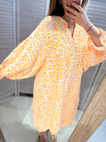 Leichtes Kleid Musselin mit Puffärmeln