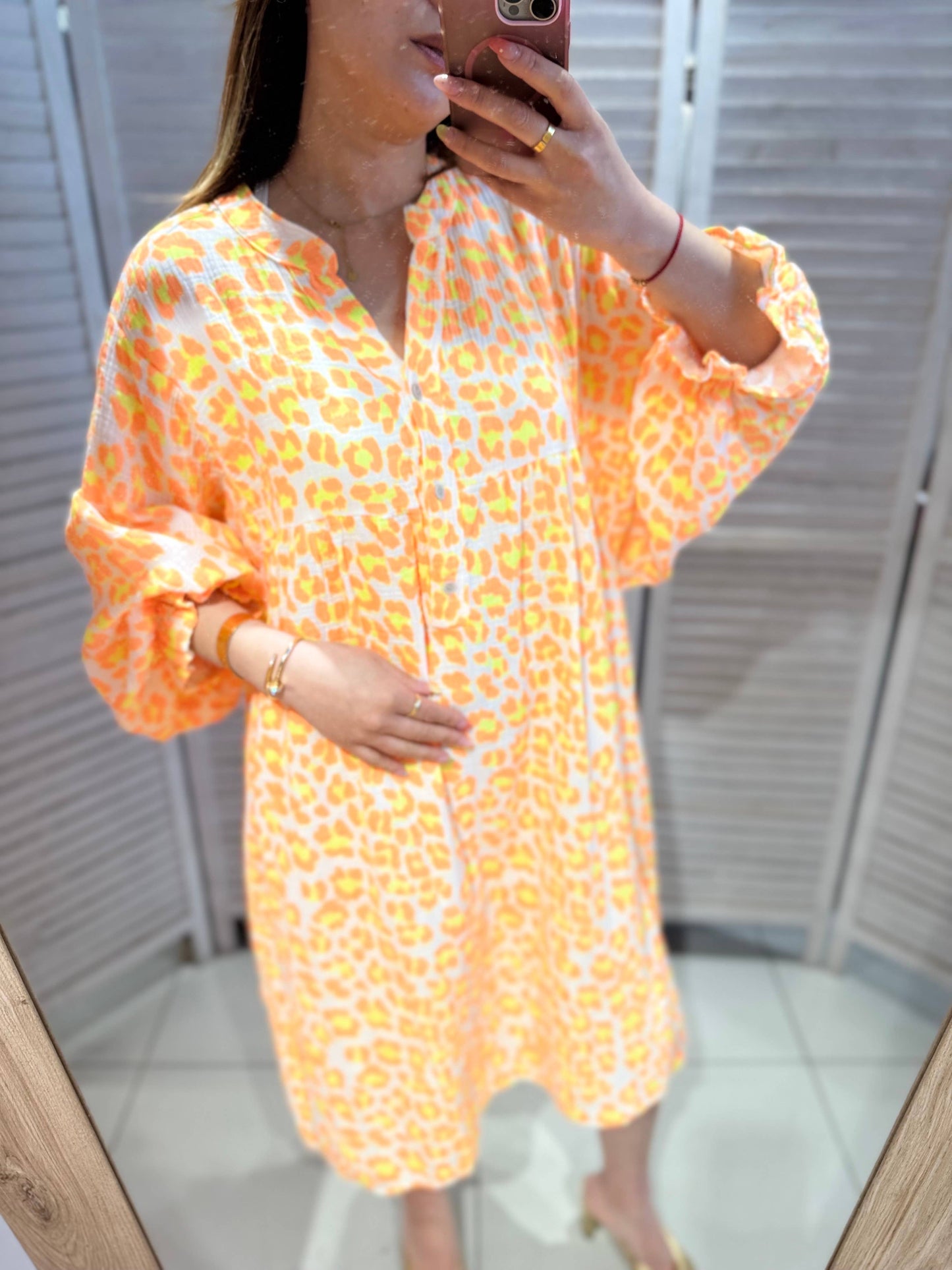 Leichtes Kleid Musselin mit Puffärmeln