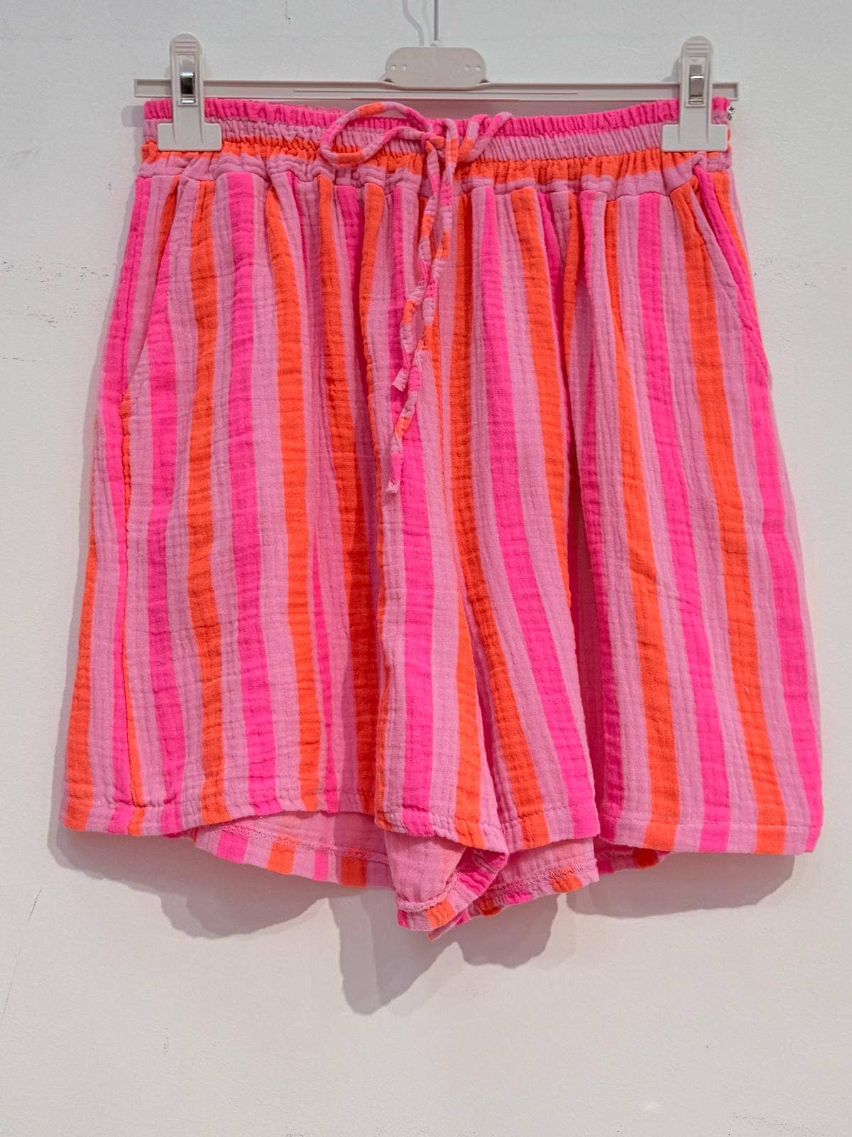 Bedruckte Shorts aus Baumwollgaze Musselin STREIFEN MULTI