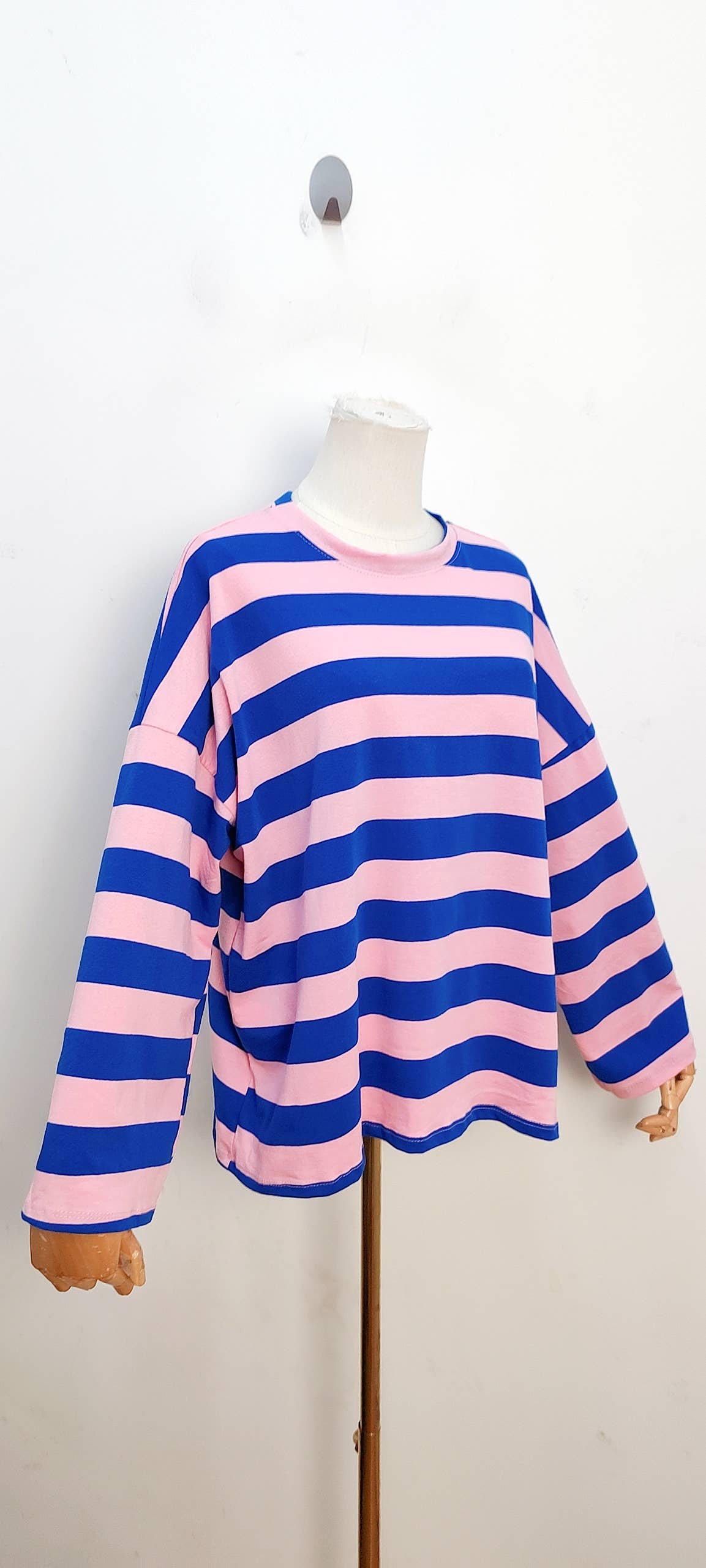 Oversize-gestreiftes Langarm-T-Shirt
