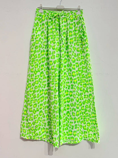 Bedruckte Hose aus Baumwollgaze Musselin LEOPARD