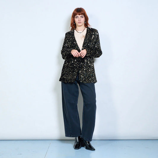 Maßgeschneiderter, mit Pailletten verzierter Blazer mit Reverskragen