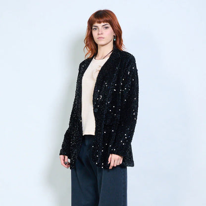 Maßgeschneiderter, mit Pailletten verzierter Blazer mit Reverskragen