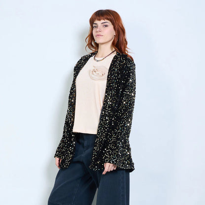 Maßgeschneiderter, mit Pailletten verzierter Blazer mit Reverskragen