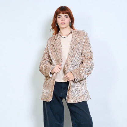 Maßgeschneiderter, mit Pailletten verzierter Blazer mit Reverskragen