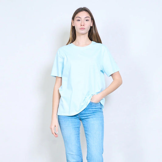 Entspanntes, schlichtes, kurzärmliges Jersey-T-Shirt mit Rundhalsausschnitt