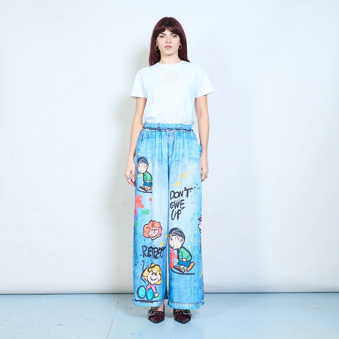 Lässige Jeanshose mit Grafik-Cartoon-Print