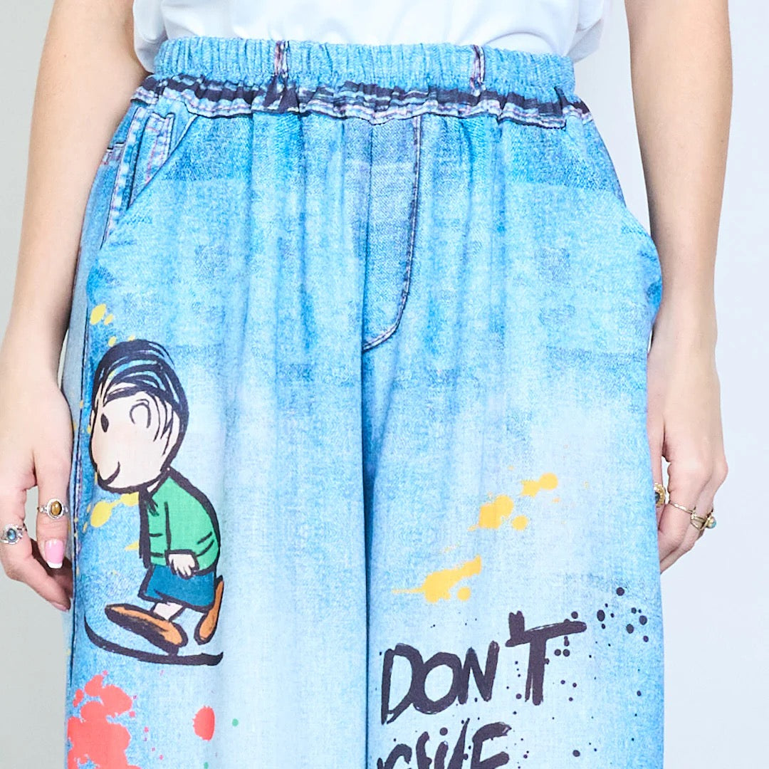 Lässige Jeanshose mit Grafik-Cartoon-Print