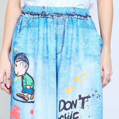 Lässige Jeanshose mit Grafik-Cartoon-Print
