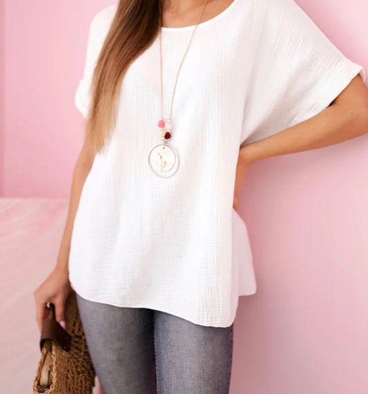 Musselin Shirt  mit Halskette