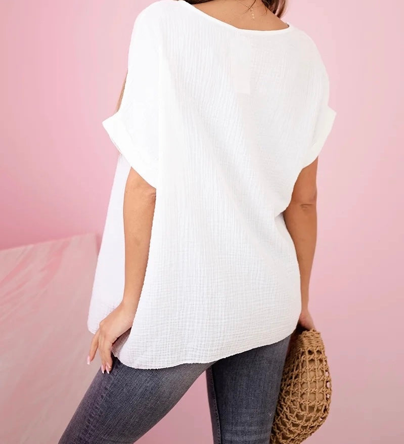 Musselin Shirt  mit Halskette