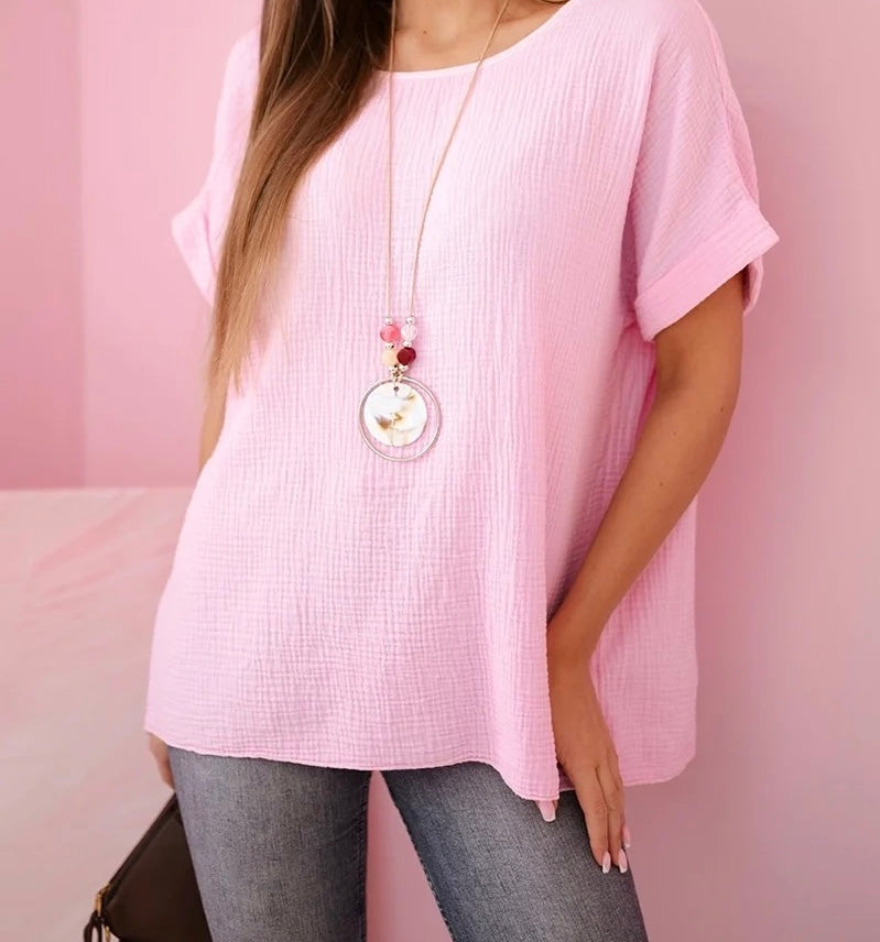 Musselin Shirt  mit Halskette