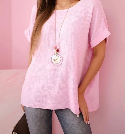 Musselin Shirt  mit Halskette