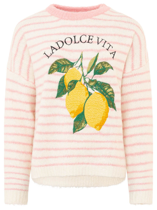 Pullover Rundhals Viskose "Lemons"