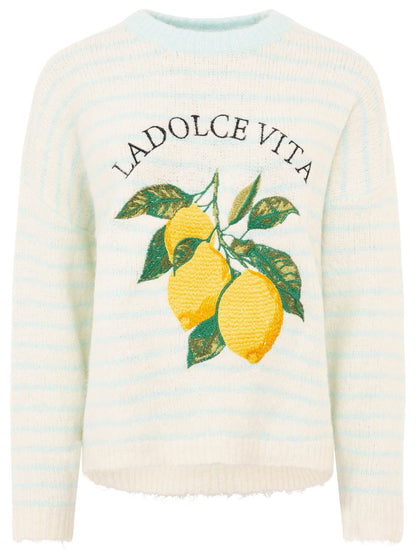 Pullover Rundhals Viskose "Lemons"