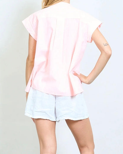 Gestreifte Quasten Bluse  mit Spitzenklappendetail