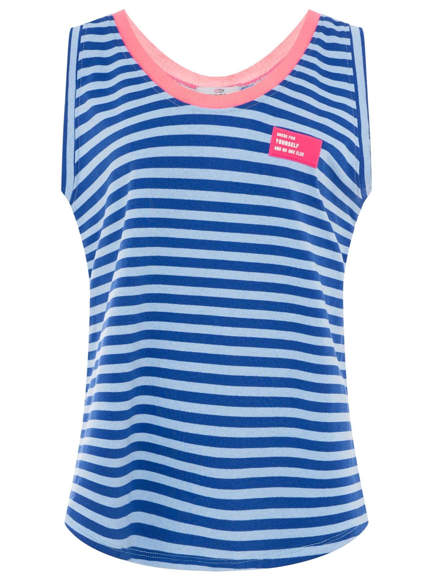 Oversize Sweat Tank Top "Neon Stripes & Patch"