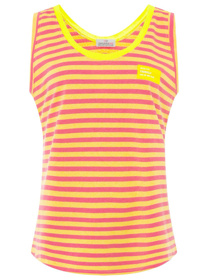 Oversize Sweat Tank Top "Neon Stripes & Patch"