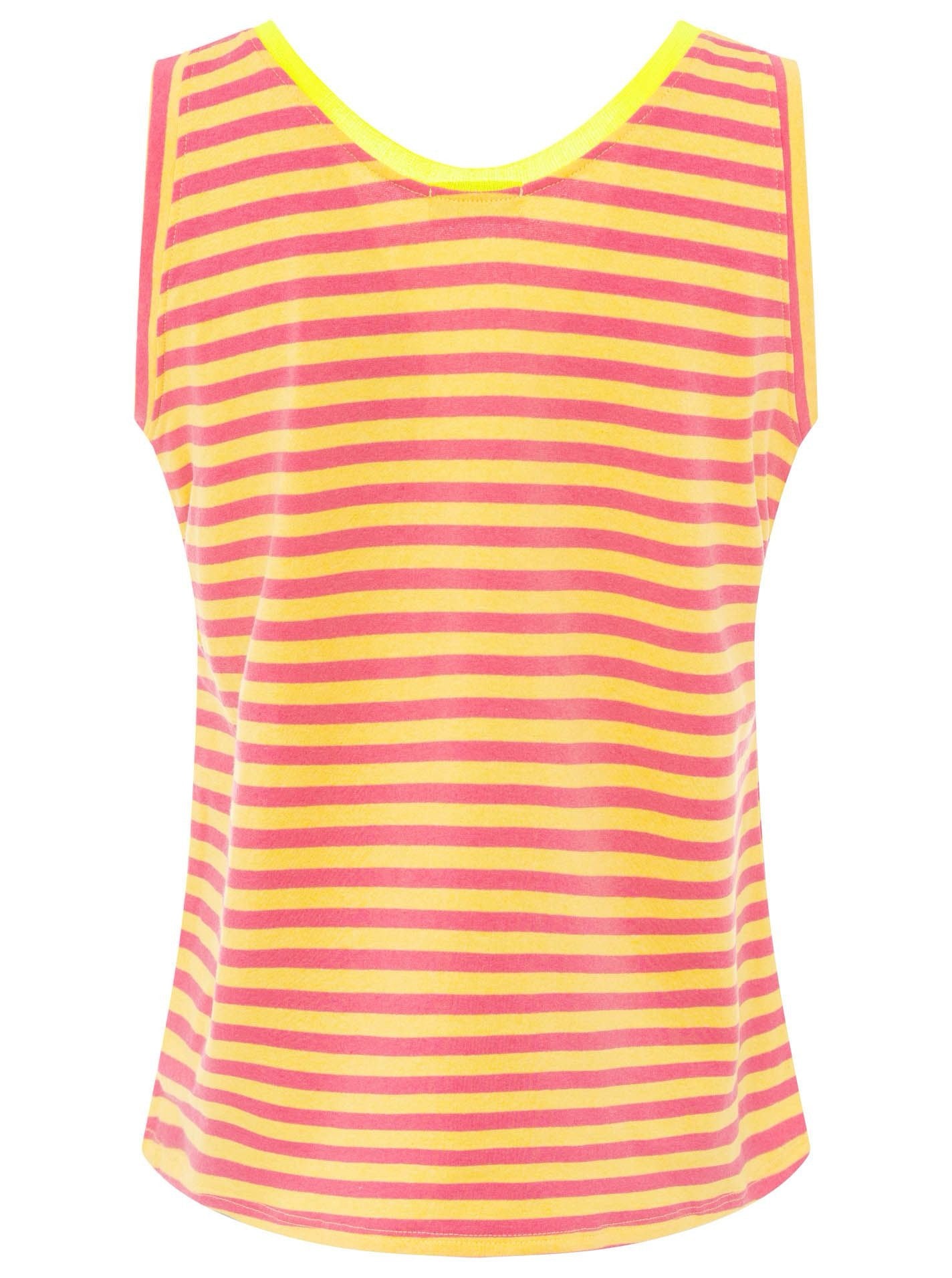 Oversize Sweat Tank Top "Neon Stripes & Patch"