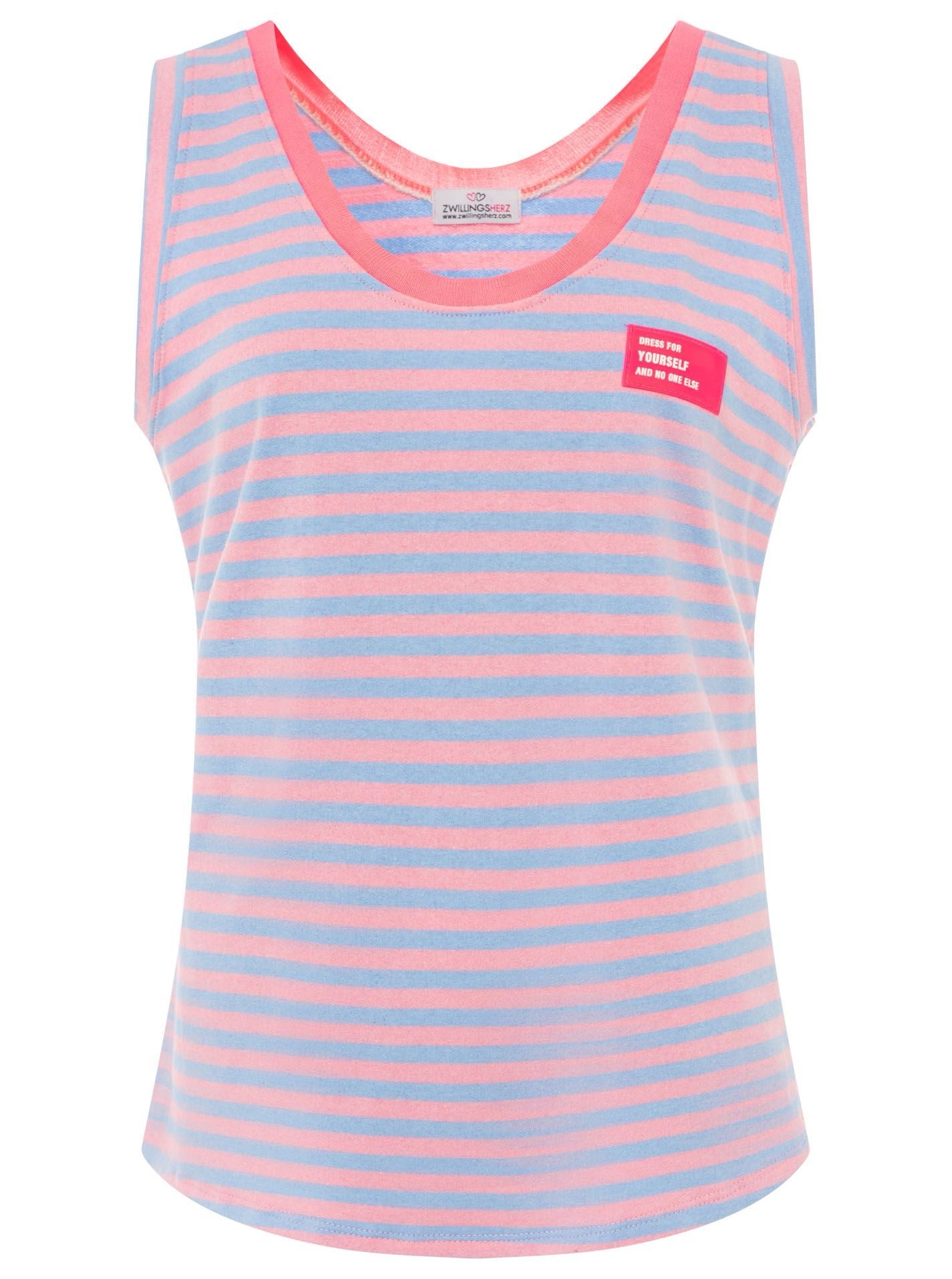 Oversize Sweat Tank Top "Neon Stripes & Patch"