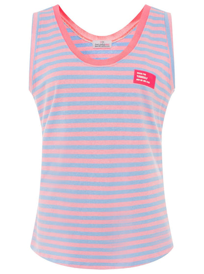Oversize Sweat Tank Top "Neon Stripes & Patch"