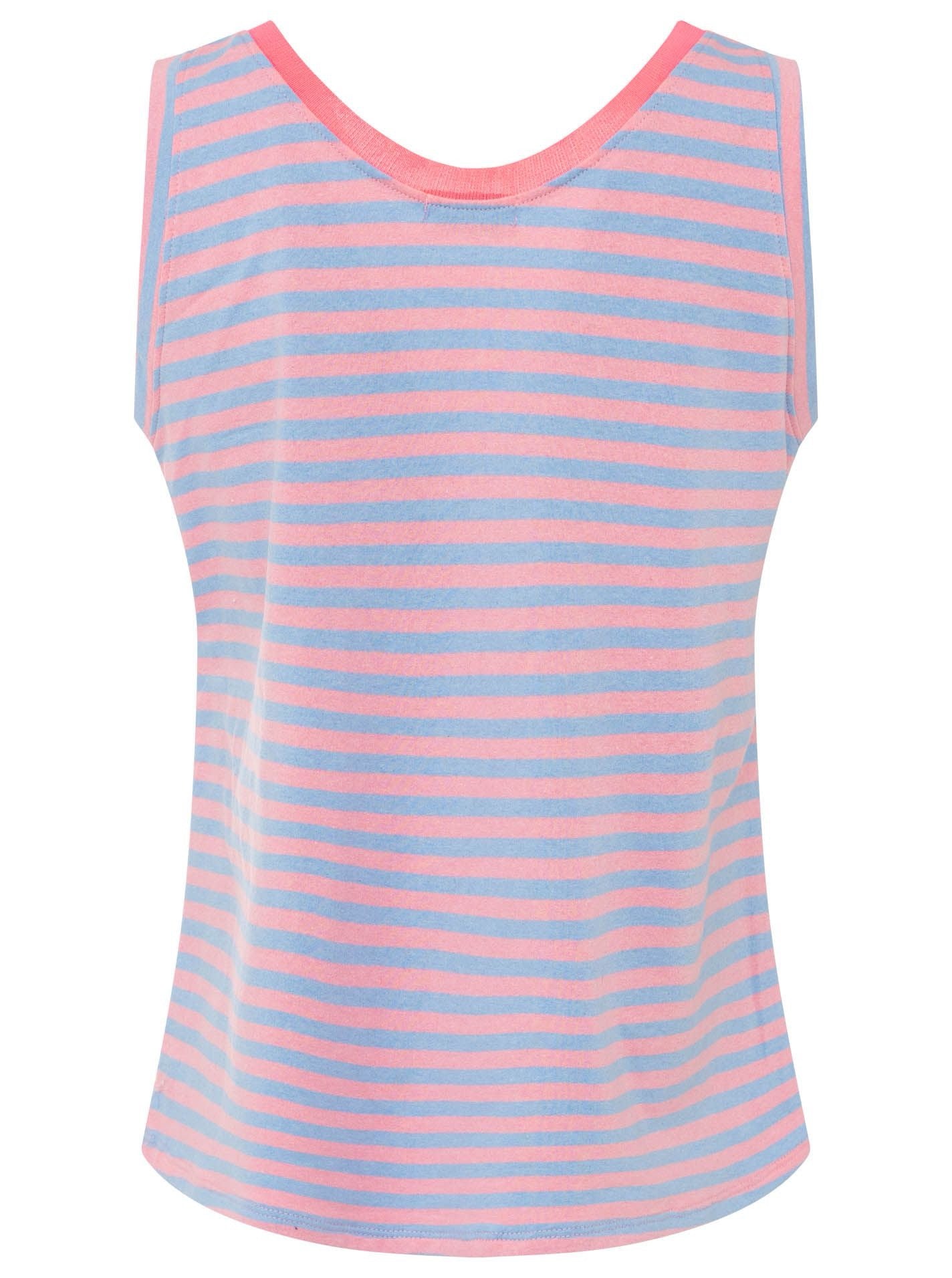 Oversize Sweat Tank Top "Neon Stripes & Patch"