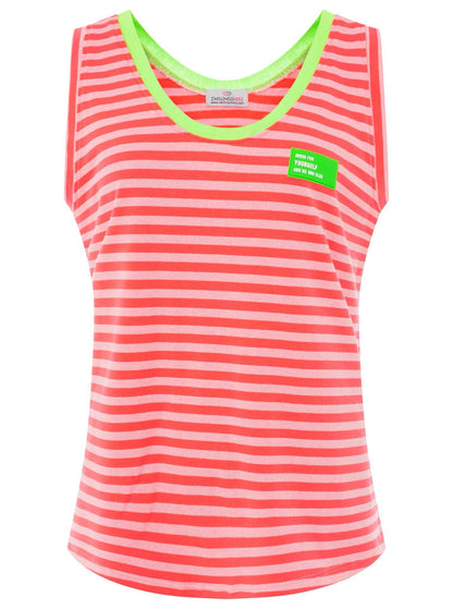 Oversize Sweat Tank Top "Neon Stripes & Patch"