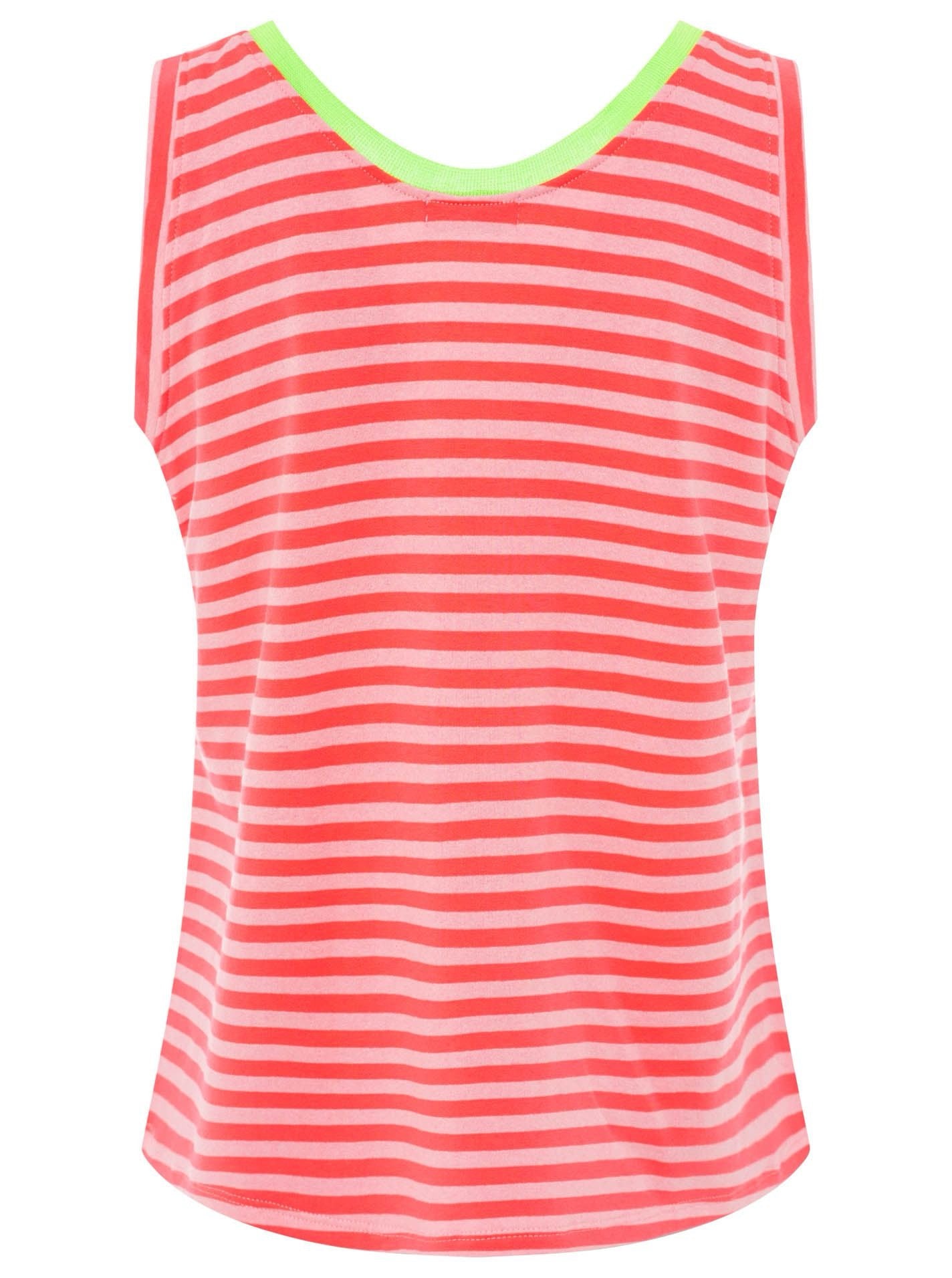Oversize Sweat Tank Top "Neon Stripes & Patch"