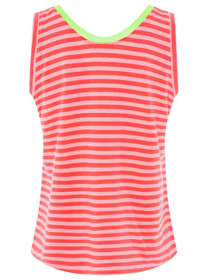 Oversize Sweat Tank Top "Neon Stripes & Patch"