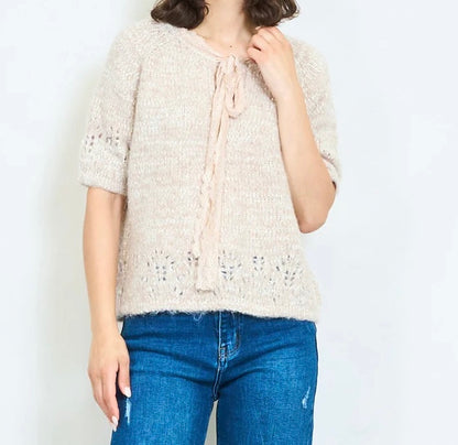 Strickpullover Halbarm Schleife