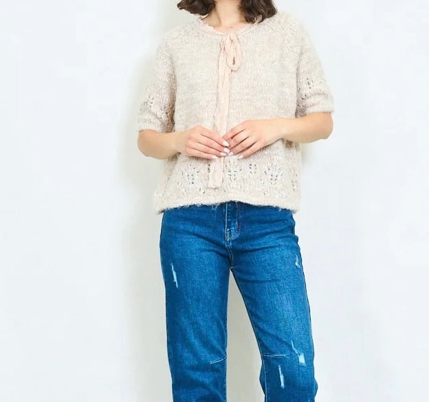Strickpullover Halbarm Schleife