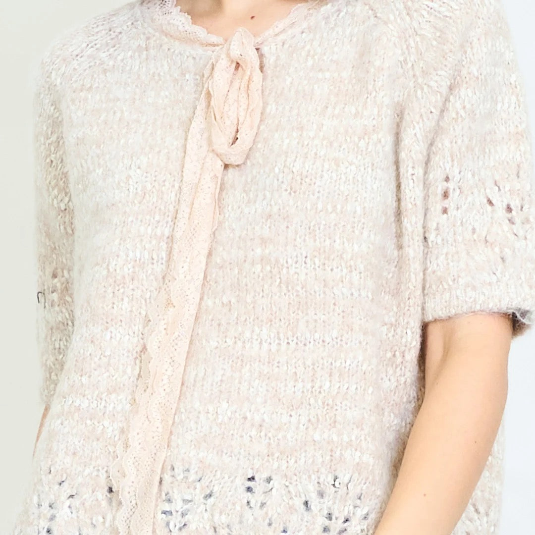 Strickpullover Halbarm Schleife