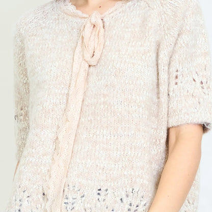 Strickpullover Halbarm Schleife