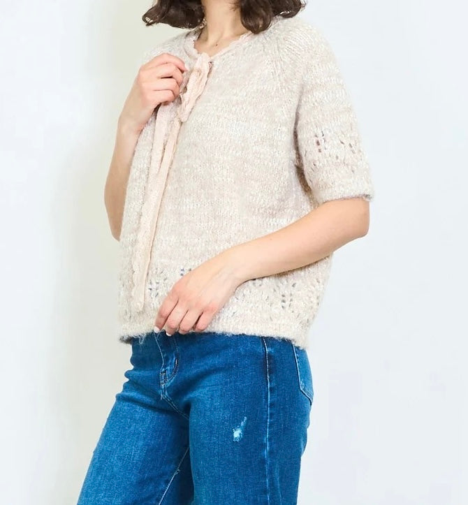 Strickpullover Halbarm Schleife