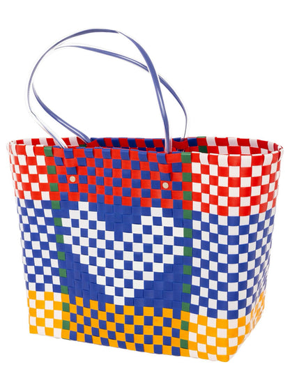 Korbtasche "Karo & Herzen"