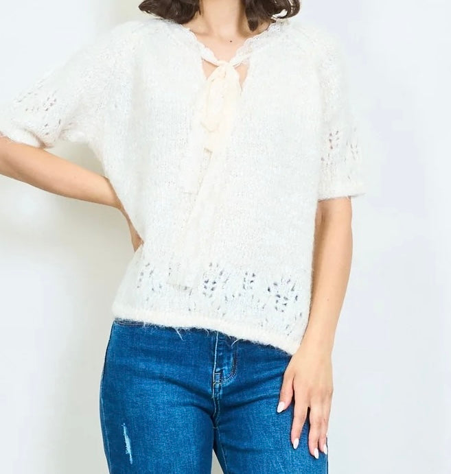 Strickpullover Halbarm Schleife